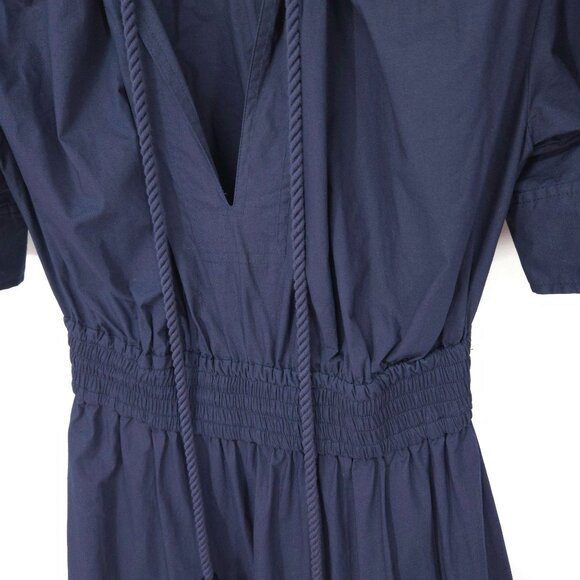 A.L.C. Blue Becca Midi Dress with Puff Sleeves and Flared Skirt Women's Size 8 - Picture 4 of 12